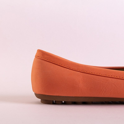 Оранжевые женские мокасины с бантиком Linari