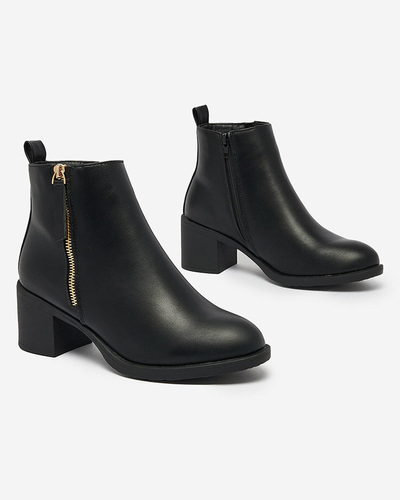 Royalfashion Черные женские сапоги на низкой шпильке из экокожи Rejerry