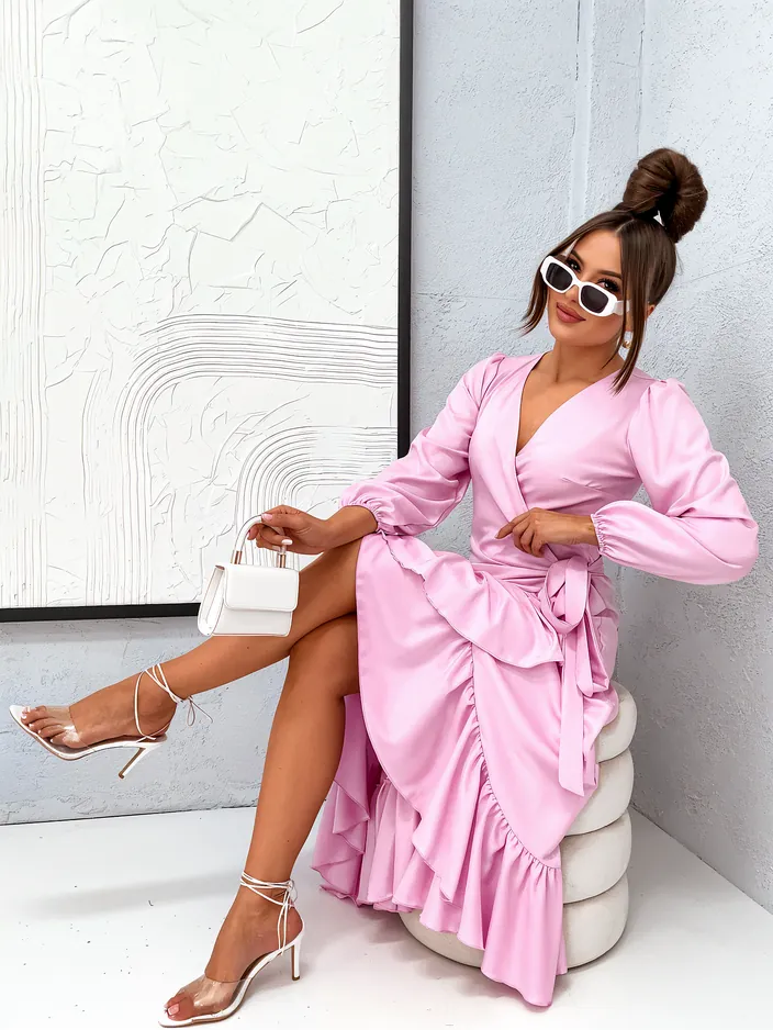 Royalfashion Susirišanti moteriška midi suknelė su volanais