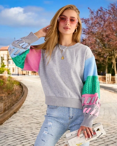 "Royalfashion" Moteriškas džemperis su spalvotomis rankovėmis