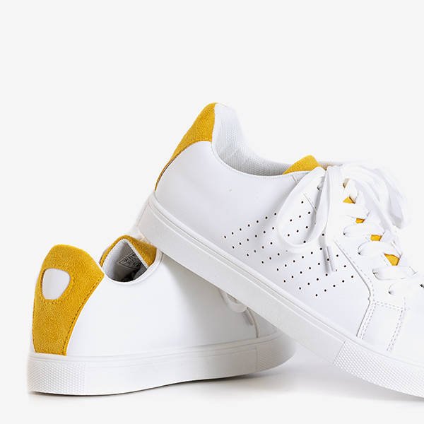 Biało-żółte damskie tenisówki Kaori - Obuwie