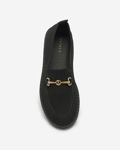 Черные женские кеды-слипы с золотым украшением Enelida - Обувь