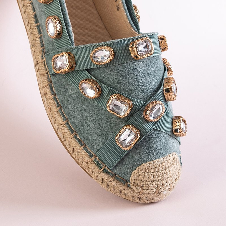 Зеленые женские эспадрильи с украшениями Wamba