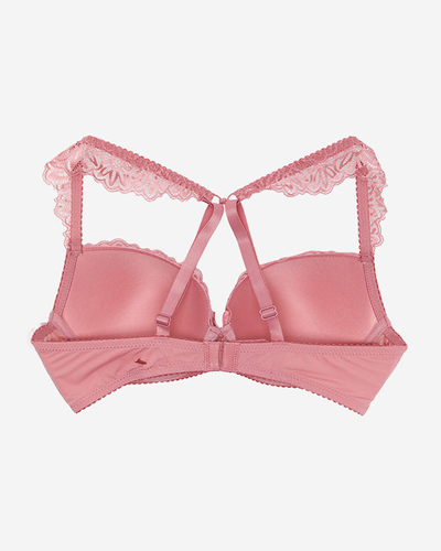 Moteriška liemenėlė su nėriniais tamsiai rožinės spalvos - Apatiniai