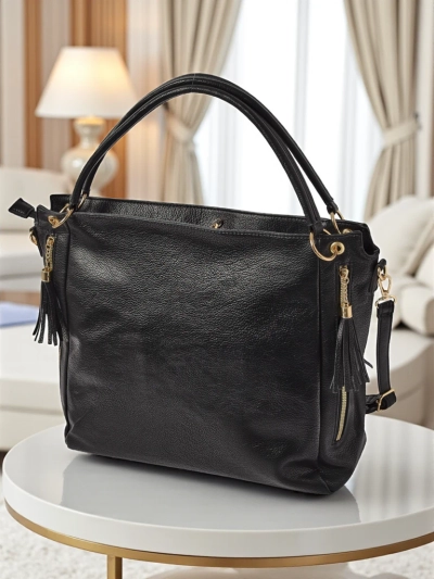 Torba damska Atena Nero – elegancka czarna torba ze skóry ekologicznej
