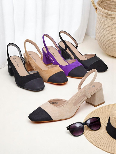 Royalfashion Damskie czółenka Eleganzo – niski obcas, ozdobny nosek