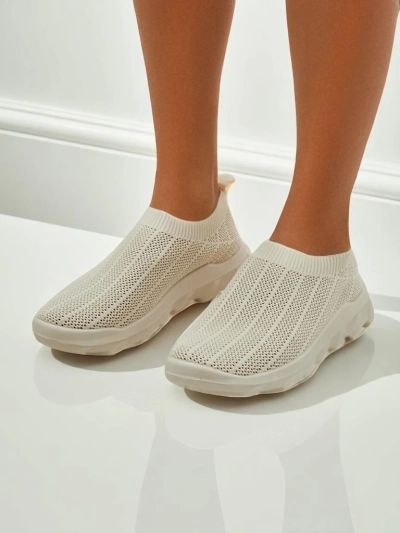 Arete Beige women's slip-ons, breathable fabric sneakers