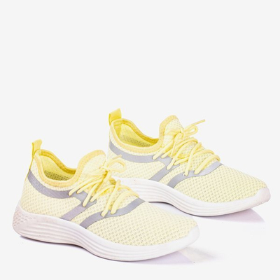Żółte sportowe buty damskie z błyszczącym wykończeniem Epiphania - Obuwie