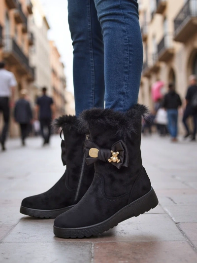 Женские зимние сапоги Royalfashion с бантом Kiebbi