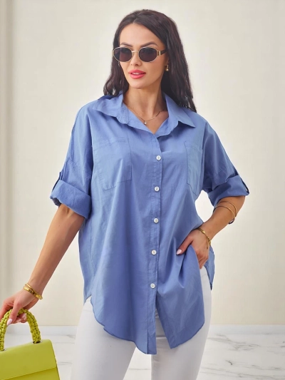 Royalfashion Moteriška medvilninė marškinėliai su 3/4 rankovėmis