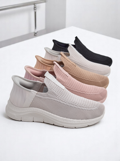 Aurelia Comfort Beżowe Slip On Damskie Buty z Tkaniny Na Płaskim Obcasie