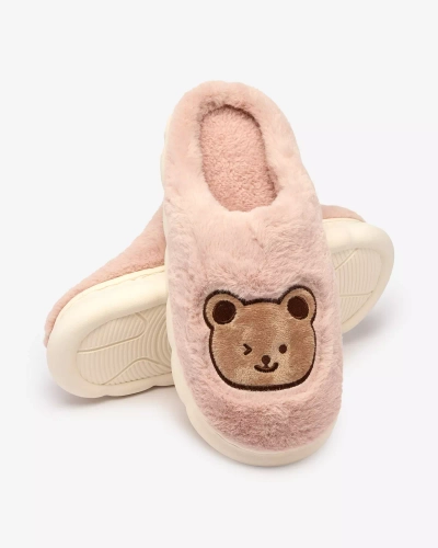 Royalfashion Фиолетовые женские меховые тапочки с мишкой Hettres