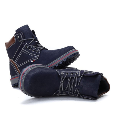 Granatowe, męskie trapery- Obuwie