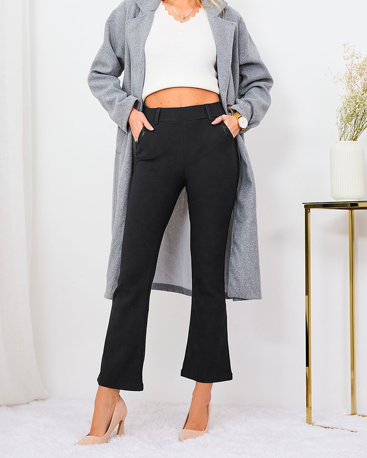 Royalfashion Черные женские брюки из ткани a'la bells