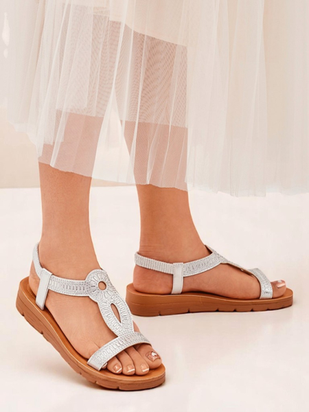 Royalfashion moteriškos basutės su dekoratyvinėmis Ava Shine juostelėmis