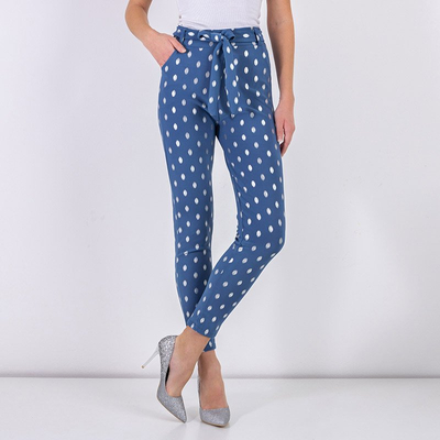 Голубые женские брюки в горошек - Одежда