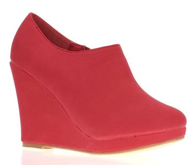 Czerwone półbuty na koturnie Bamalovanea - Obuwie