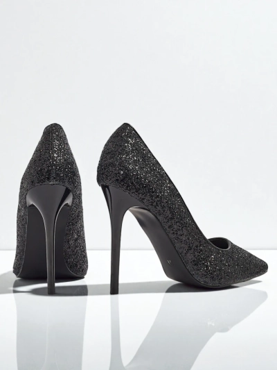 Czółenka damskie eko skórzane z brokatem Zavrimea