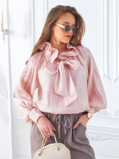 Royalfashion Blizganti moteriška palaidinė su dekoratyviu apykakle