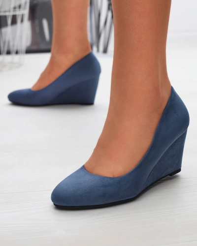 Классические женские насосы из эко-замши синего цвета Jiwitis - Обувь