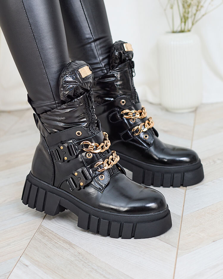 Royalfashion Женские черные ботинки с цепями Ebidef