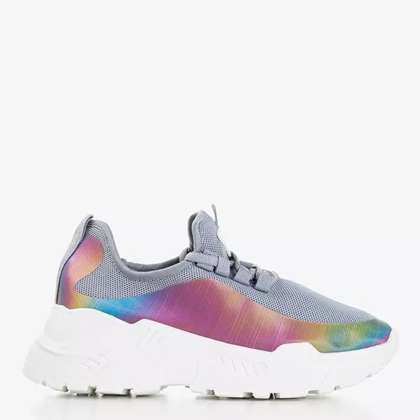 OUTLET Женские кроссовки серого цвета с разноцветной вставкой Isis - Обувь