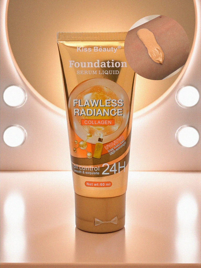 Kiss Beauty makiažo pagrindas su kolageno serumu - švytėjimą suteikiantis 24H