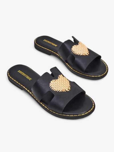 Royalfashion moteriški šlepetės su širdimi Aukso širdis