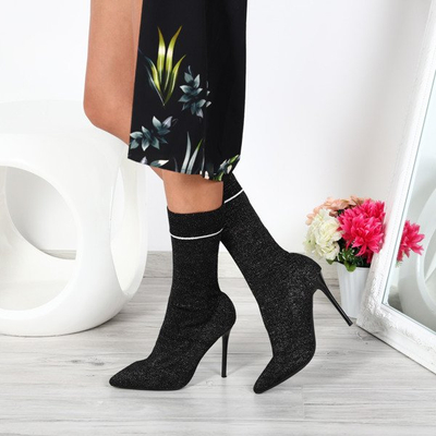 Czarne botki a'la skarpetka Kinsley - Obuwie