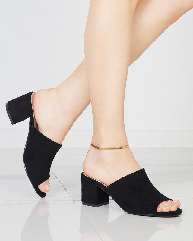 Черные женские шлепанцы на низком каблуке Opetik