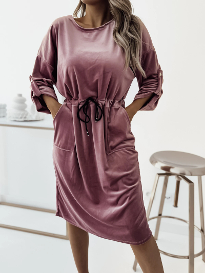 Royalfashion Женское розовое платье-миди