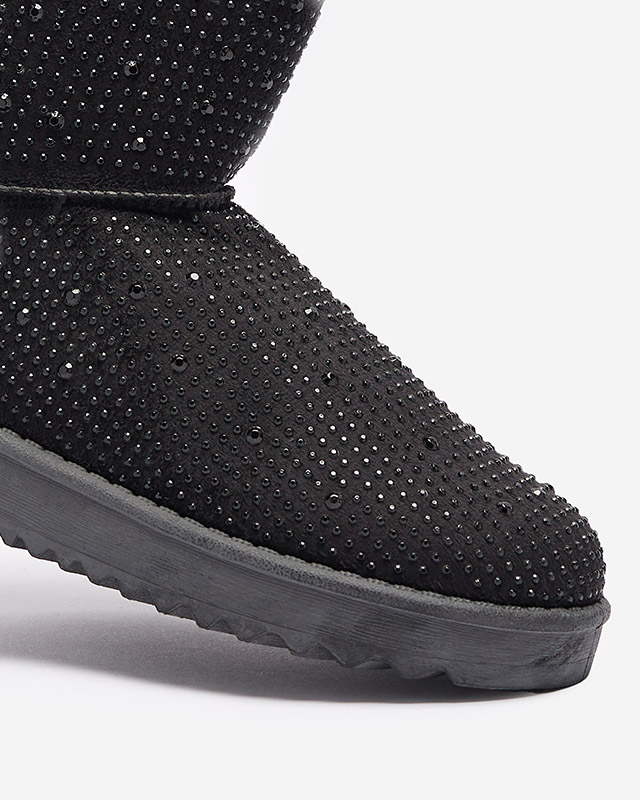 Juodi moteriški sniego batai su kubiniais cirkoniais Rudis - Avalynė