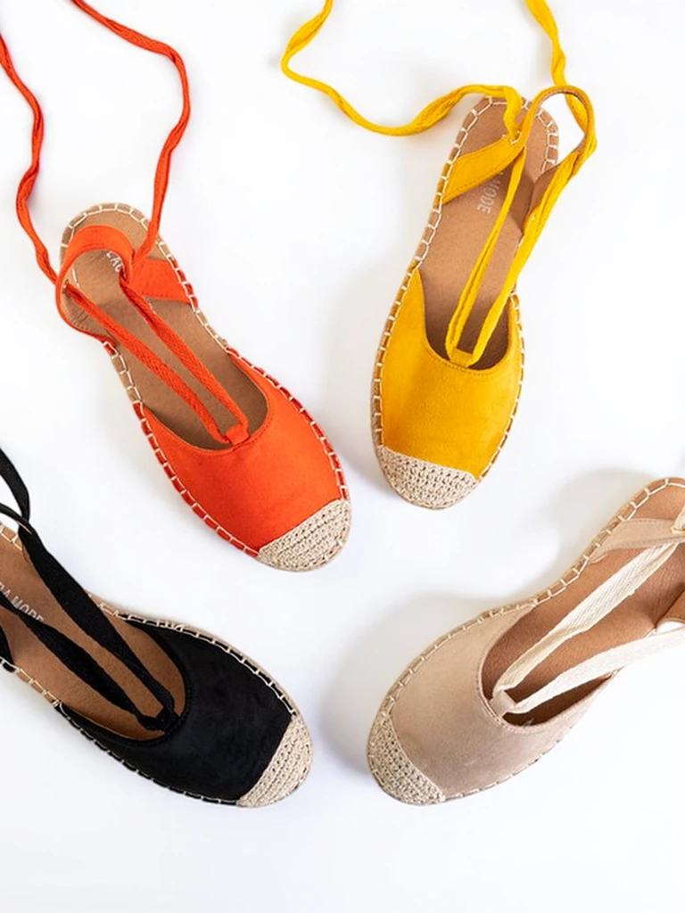Oranžinės moteriškos surištos espadrilės Ninah - Batai