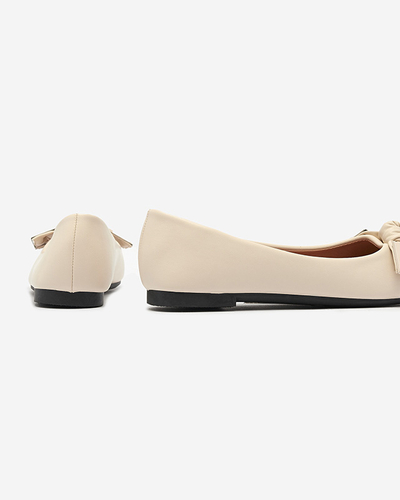 Женские бежевые балеринки с украшением на носу Caxien- Footwear