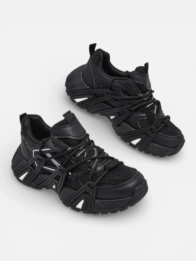 Женские кроссовки Athena черные синтетические спортивные на каждый день