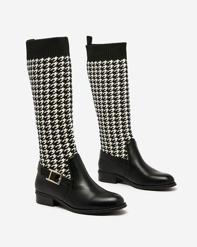 Royalfashion Juodi moteriški aukštakulniai su pepite raštu Aledive