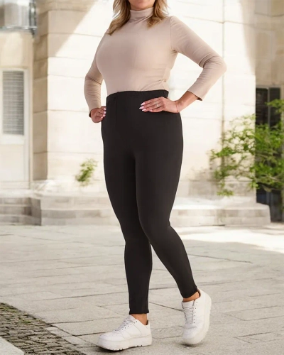 Черные классические женские утепленные леггинсы PLUS SIZE - Одежда