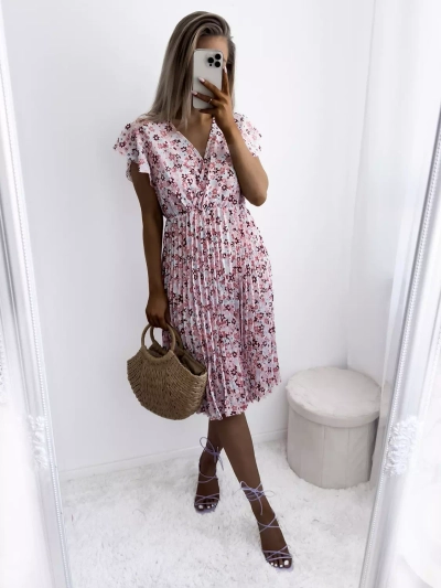 Розовое женское цветочное платье - Одежда