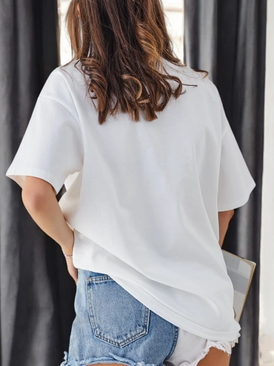 Royalfashion medvilninis moteriškas marškinėlis rožinės gėlės