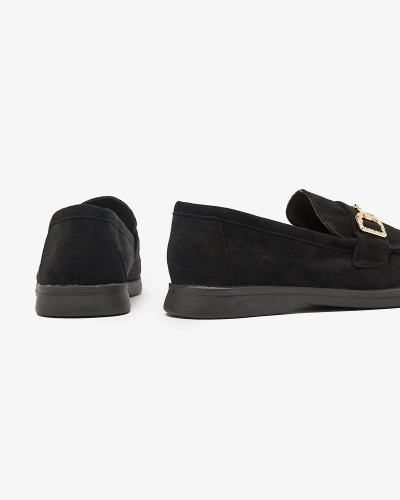 Черные женские мокасины с золотым украшением Neterri - Обувь