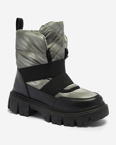 Juodai pilki moteriški sniego batai plokščiu padu "Ferory- Footwear"
