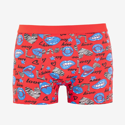 Красные мужские боксеры с принтом - Нижнее белье