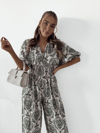 Royalfashion Raštuotas moteriškas kombinezonas
