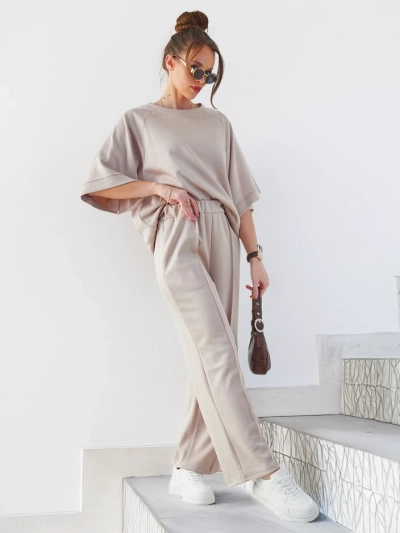 Royalfashion Женский наряд с короткими рукавами и расклешенными штанами