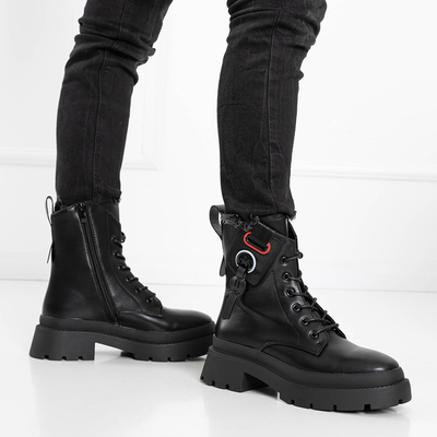 Juodi moteriški plokščiakulniai batai su Sidora ornamentais - Avalynė