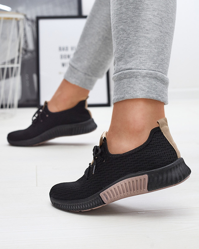 Juodi moteriški sportiniai bateliai su rudais įdėklais Keteti - Avalynė