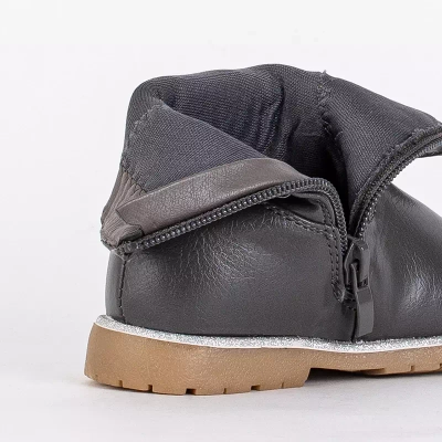 OUTLET Серые сапоги для девочек с декоративным верхом Nokimi-Shoes
