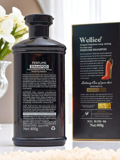 Wellice parfumuotas šampūnas su keratinu glotnina ir drėkina
