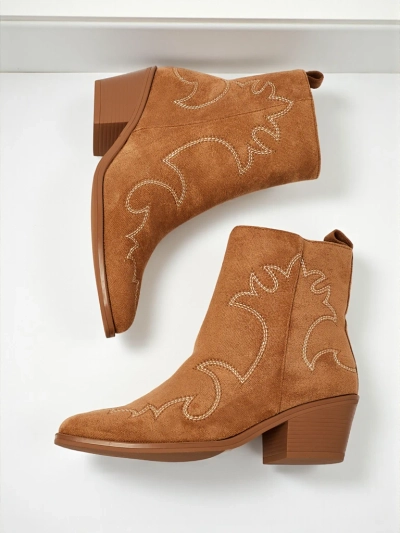 Botki damskie typu kowbojki Velvet Ash– na obcasie