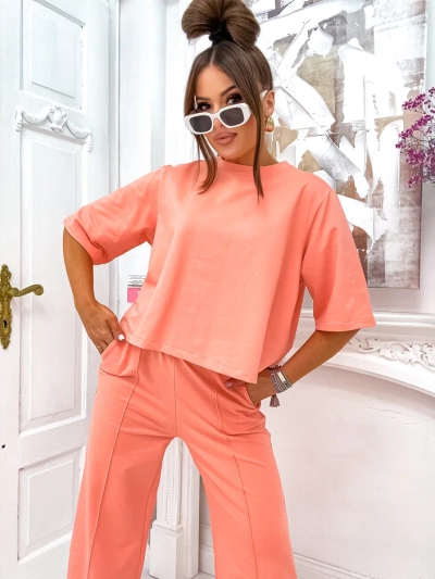 Royalfashion moterų medvilnės komplektas su platiomis kelnėmis